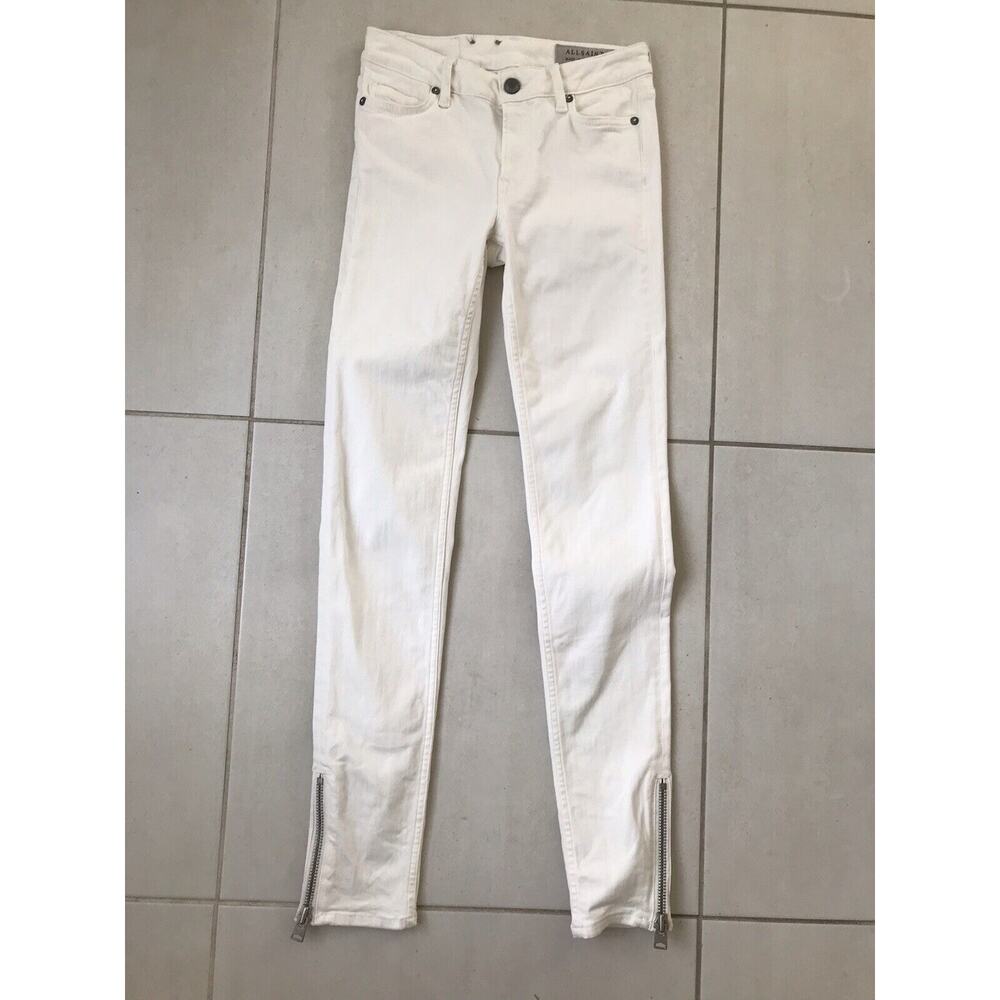 AllSaints Stretch Mast Ankle Zip Low Rise Skinny Denim Jeans